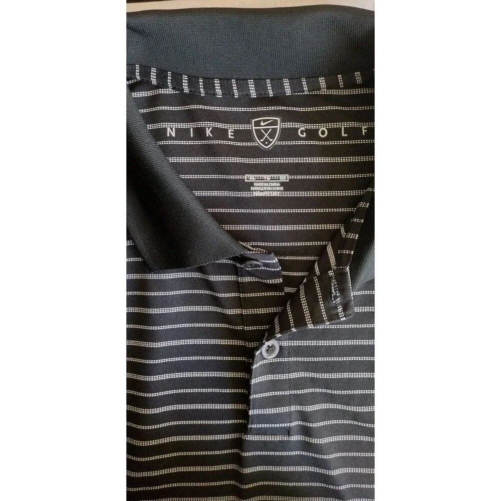 NIKE GOLF Tour Performance Men's Size XL Dri Fit Golf Black Stripe Polo Shirt